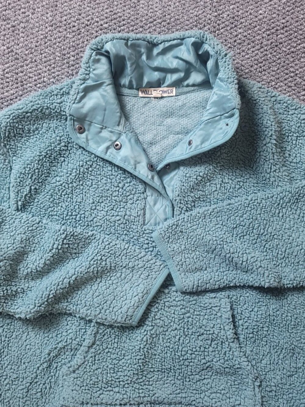 Wallflower Sweater Womens XL  Blue Sherpa Pile Fleece Polyester Boho y2K Western